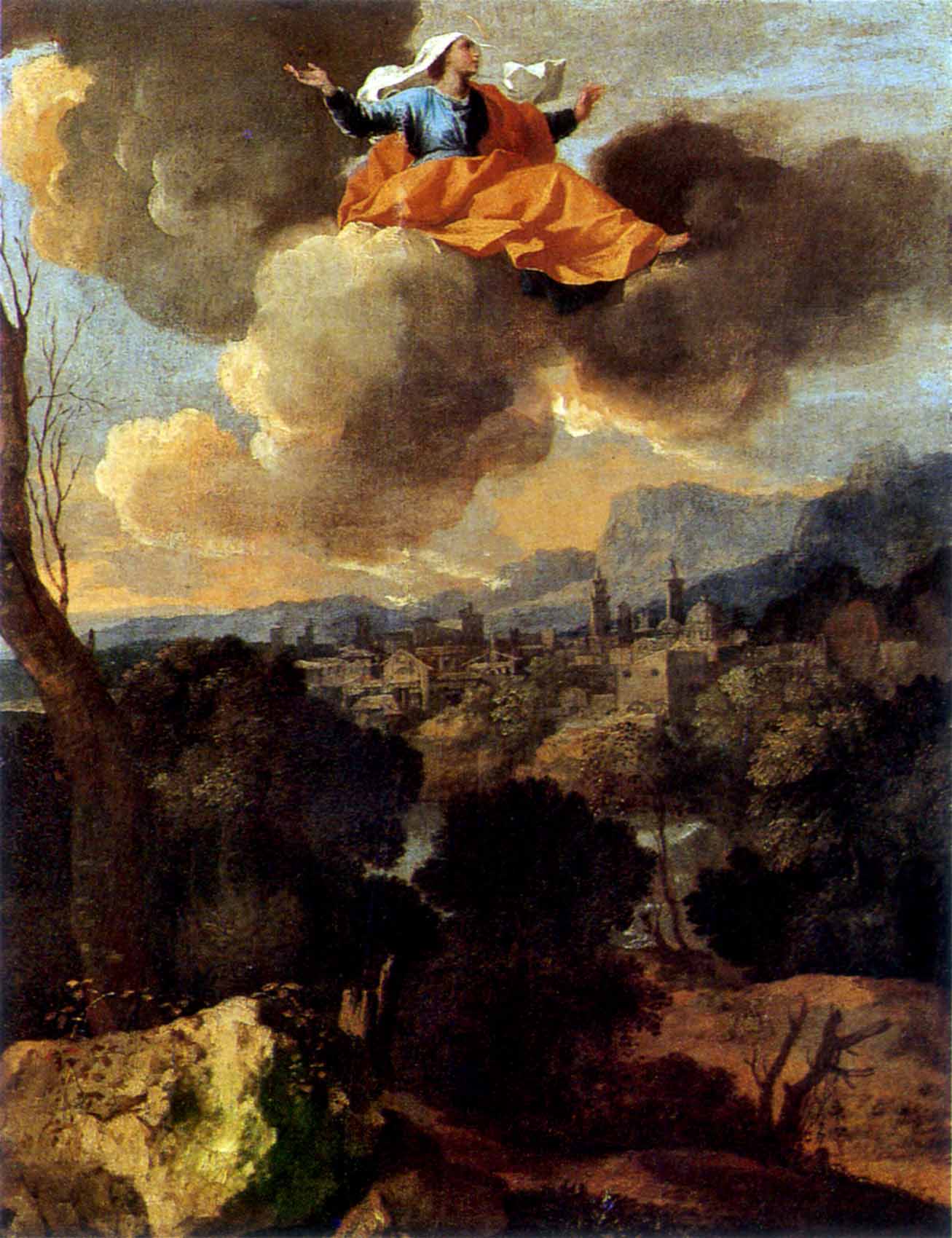 Nicolas Poussin La Translation miraculeuse de sainte Rita de Cascia ou La Vierge protegeant Spolete